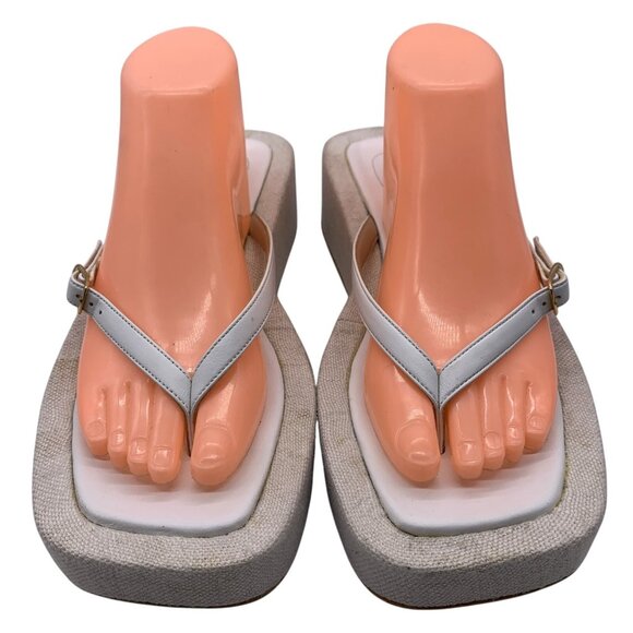 Jacquemus  Les Tatanes Lin Leather Platform Sandals Women’s Sz 40 US 9 White. #4 - Picture 5 of 13
